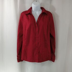 Fred David shirt women's Size Large Red Long Sleeve Button Up *